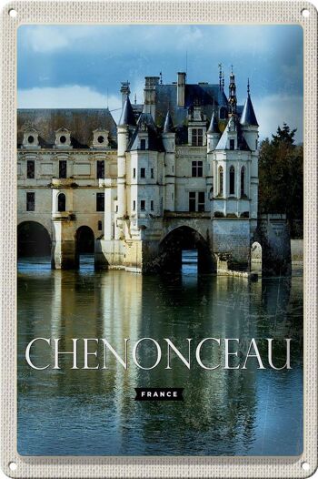 Plaque en tôle voyage 20x30cm rétro château de Chenonceau France 1