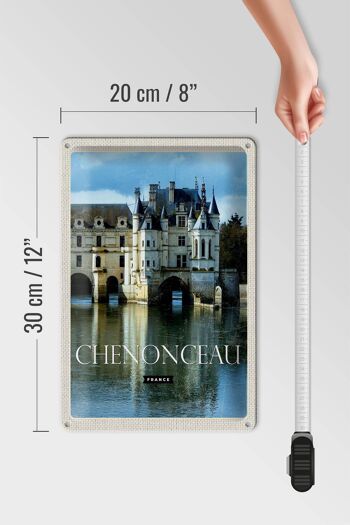 Plaque en tôle voyage 20x30cm rétro château de Chenonceau France 4