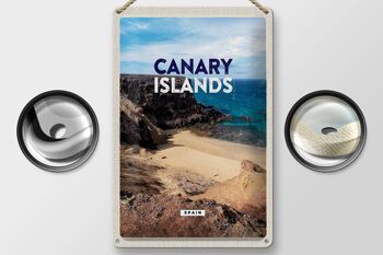 Panneau de voyage en étain, 20x30cm, îles canaries, baie, falaises, sable de mer 2