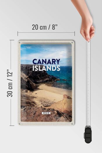 Panneau de voyage en étain, 20x30cm, îles canaries, baie, falaises, sable de mer 4