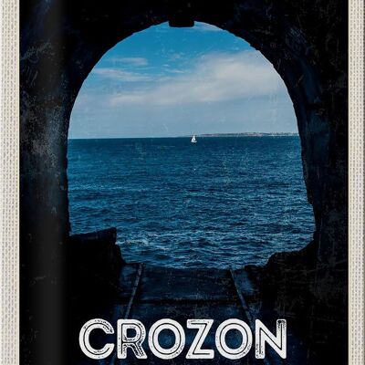 Cartel de chapa de viaje, 20x30cm, Retro, Crozon, Francia, vacaciones en el mar