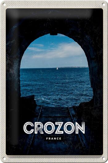 Plaque en tôle voyage 20x30cm rétro Crozon France vacances à la mer 1