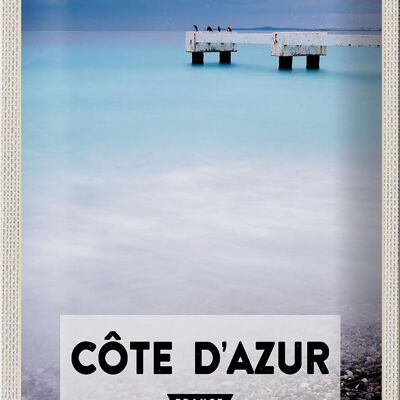 Cartel de chapa viaje 20x30cm Costa Azul Francia vacaciones en el mar
