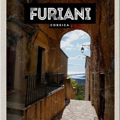 Plaque en étain voyage 20x30cm rétro Furiani Corsica Holiday Resort