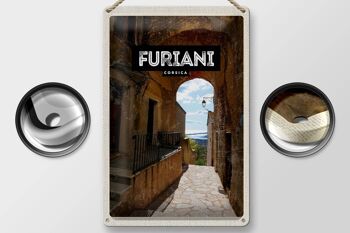 Plaque en étain voyage 20x30cm rétro Furiani Corsica Holiday Resort 2