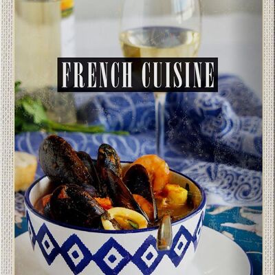Targa in metallo da viaggio 20x30 cm Cucina francese Frutti di mare Vino