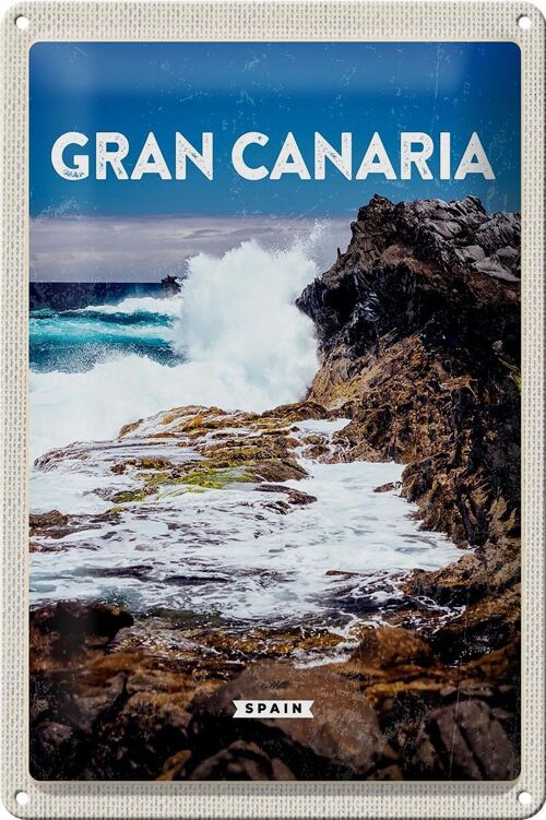 Blechschild Reise 20x30cm Gran Canaria Spain Meer Berge