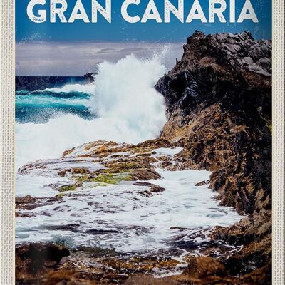 Blechschild Reise 20x30cm Gran Canaria Spain Meer Berge