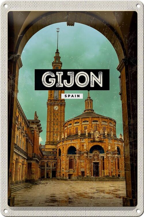 Blechschild Reise 20x30cm Retro Gijon Spain Universidad Laboral