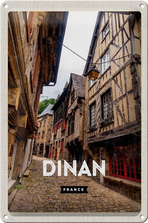 Blechschild Reise 20x30cm Dinan France Mittelalter Stadt