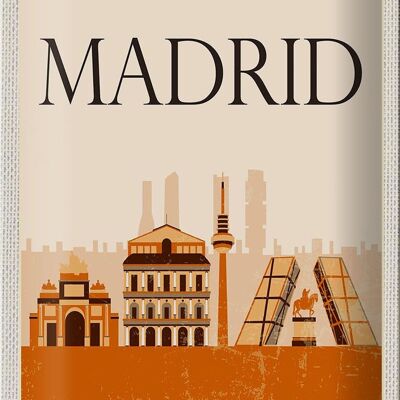 Targa in metallo da viaggio 20x30 cm Retro Madrid Spagna Immagine pittoresca