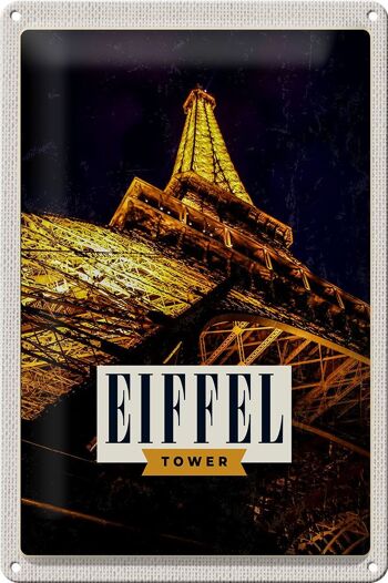 Signe en étain voyage 20x30cm rétro tour Eiffel tour Eiffel Paris 1