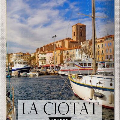 Cartel de chapa viaje 20x30cm La ciotat Francia vacaciones en yates marinos