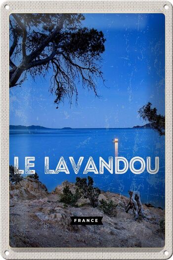 Signe en étain voyage 20x30cm rétro Le Lavandou France vacances 1