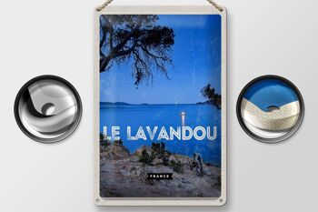 Signe en étain voyage 20x30cm rétro Le Lavandou France vacances 2