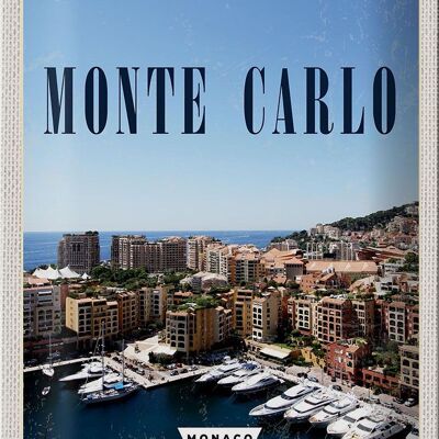 Cartel de chapa viaje 20x30cm Monte Carlo Mónaco vacaciones en el mar