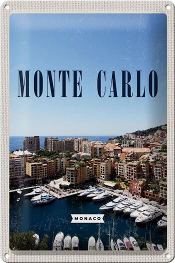 Plaque en tôle voyage 20x30cm Monte Carlo Monaco vacances à la mer 1