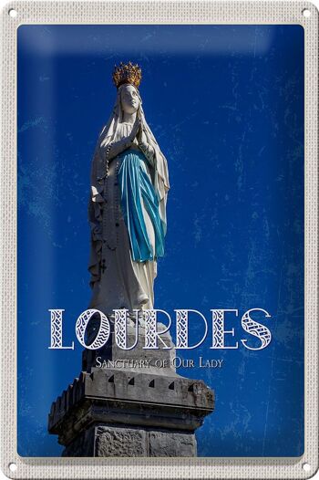Plaque de voyage en étain 20x30cm, sanctuaire dame de Lourdes, église 1
