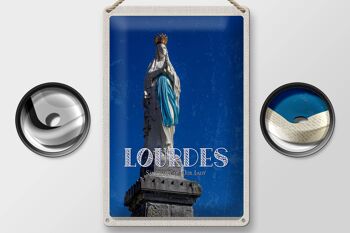 Plaque de voyage en étain 20x30cm, sanctuaire dame de Lourdes, église 2