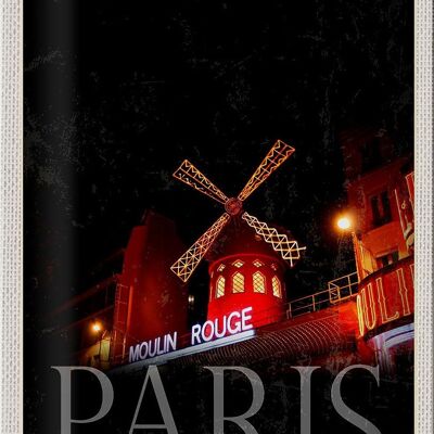 Cartel de chapa viaje 20x30cm Moulin Rouge Paris Varieté