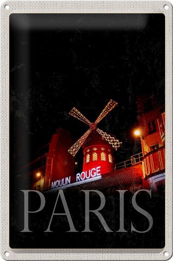 Plaque tôle voyage 20x30cm Moulin Rouge Paris Variété 1
