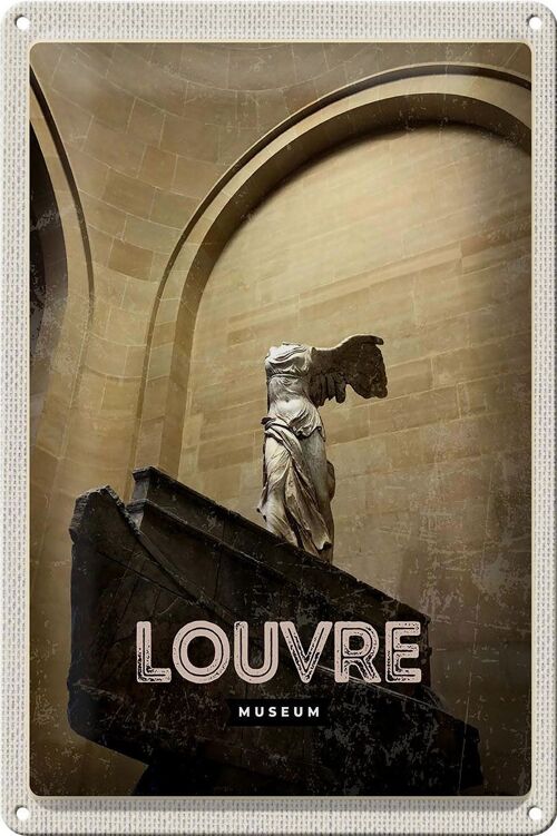 Blechschild Reise 20x30cm Retro Louvre Museum Paris Palast