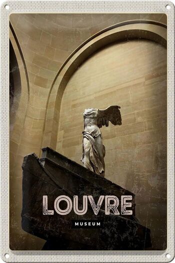 Plaque de voyage en étain rétro, 20x30cm, musée du Louvre, palais de Paris 1