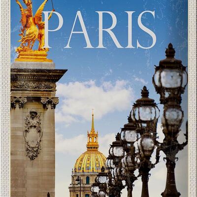 Cartel de chapa de viaje, 20x30cm, imagen Retro de París, Francia