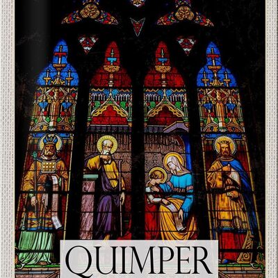 Cartel de chapa viaje 20x30cm Catedral de Quimper Saint Corentin
