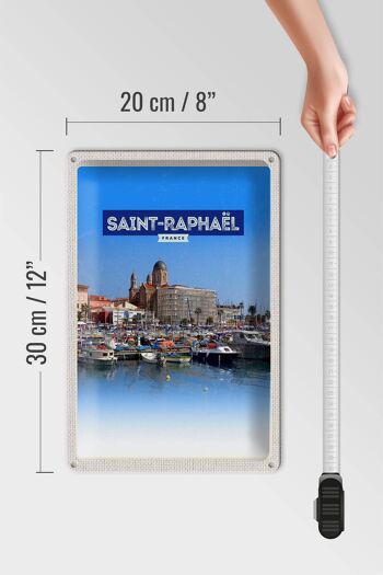 Plaque tôle voyage 20x30cm Saint-Raphaël France vue port 4