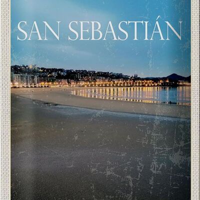 Targa in metallo da viaggio 20x30 cm Retro San Sebastian Spagna Spiaggia Mare