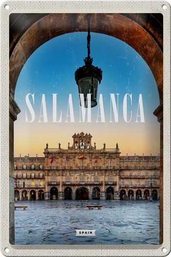 Plaque en tôle voyage 20x30cm Salamanque Espagne architecture 1