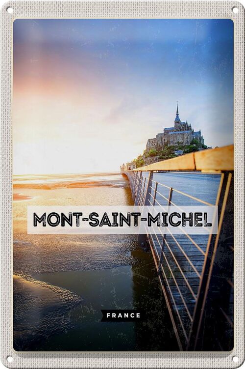Blechschild Reise 20x30cm Mont-saint-Michel France Meer Urlaub