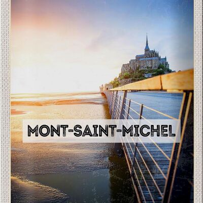 Cartel de chapa viaje 20x30cm Mont-Saint-Michel Francia vacaciones en el mar