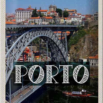Targa in metallo da viaggio 20x30 cm Porto Portogallo Ponte Ponte Dom Luís I