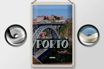 Signe en étain voyage 20x30cm, pont de Porto Portugal Ponte Dom Luís I 2
