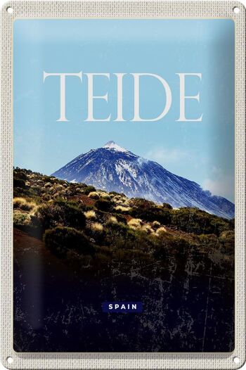 Signe en étain voyage 20x30cm rétro Teide espagne la plus haute montagne 1