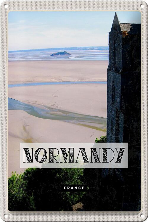 Blechschild Reise 20x30cm Normandie France Meer Sand Poster