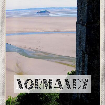 Cartel de chapa de viaje, cartel de arena marina de Normandía, Francia, 20x30cm