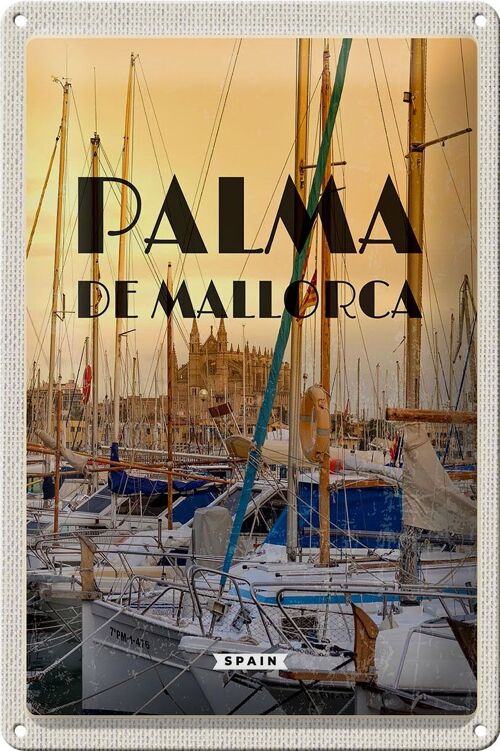 Blechschild Reise 20x30cm Palma de Mallorca Yachten Meer