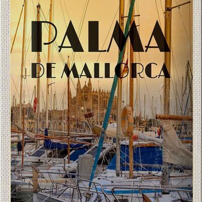 Cartel de chapa viaje 20x30cm Palma de Mallorca yates mar