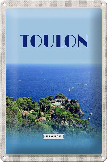 Affiche de voyage en étain, signe de voyage, 20x30cm, Toulon, France, vacances en mer 1
