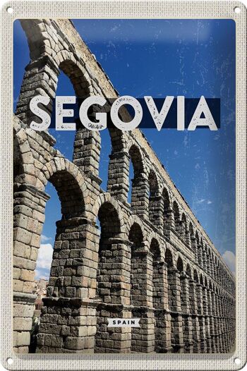 Plaque en tôle voyage 20x30cm Ségovie Espagne Aqueducs romains 1