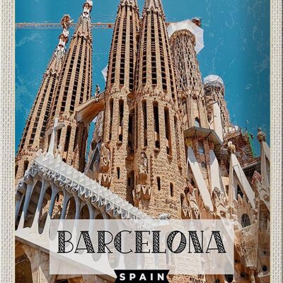 Tin sign travel 20x30cm Retro Barcelona travel destination