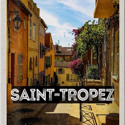 Targa in metallo da viaggio 20x30 cm Saint Tropez Francia città portuale