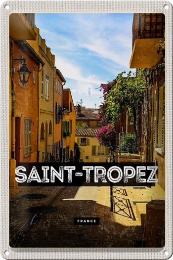 Plaque tôle voyage 20x30cm Saint Tropez France ville portuaire 1