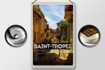 Plaque tôle voyage 20x30cm Saint Tropez France ville portuaire 2
