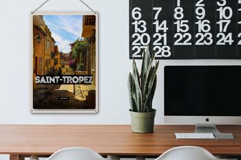 Plaque tôle voyage 20x30cm Saint Tropez France ville portuaire 3