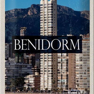 Cartel de chapa de viaje, cartel panorámico de Benidorm, España, 20x30cm