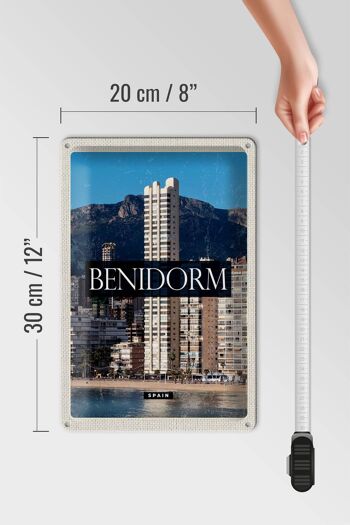 Affiche panoramique de voyage en signe d'étain, 20x30cm, Benidorm, espagne 4